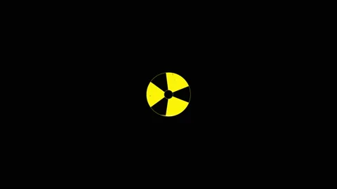 Warning radioactive zone in triangle icon isolated on black background in 4k Stock Footage 154268972