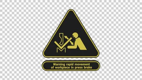 Warning rapid movement of workpiece in press break Stock Illustration