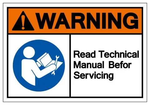 Warning Read Technical Manual Before Servicing Symbol Sign, Vector Illustrati Stock Illustration