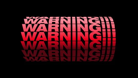 Warning red text illustration animation endless looped Stock Footage 133274551
