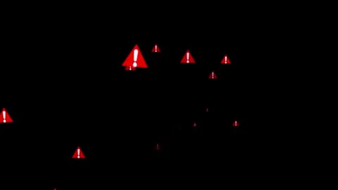 Warning risk Caution symbol particle animation. Stock-Footage 344096302