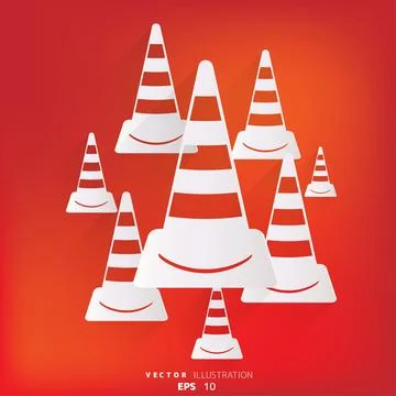 Warning road cones icon Stock Illustration