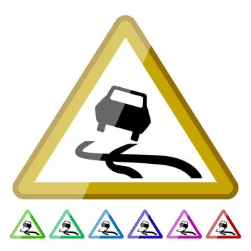 Warning road sign cartoon vector graphic Stock Illustration