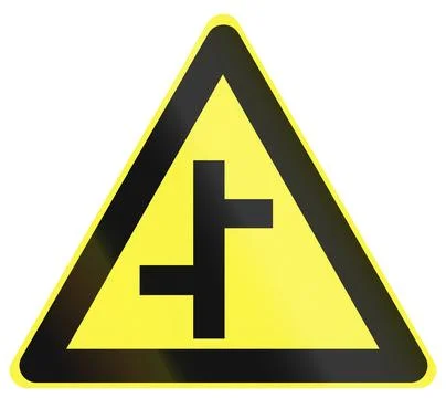 Warning road sign in China - Intersection Stock Illustration
