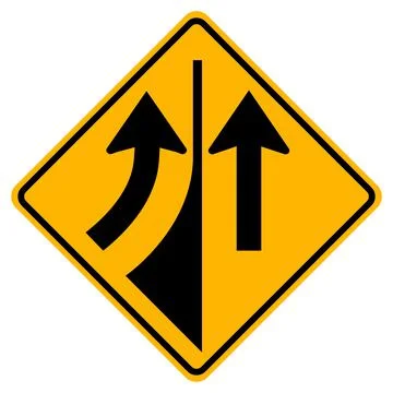 Warning road sign merging from the Left Stock Illustration
