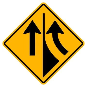 Warning road sign merging from the right Stock Illustration