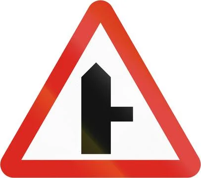 Warning road sign in Uganda - Side road on the right ahead Illustrazione stock