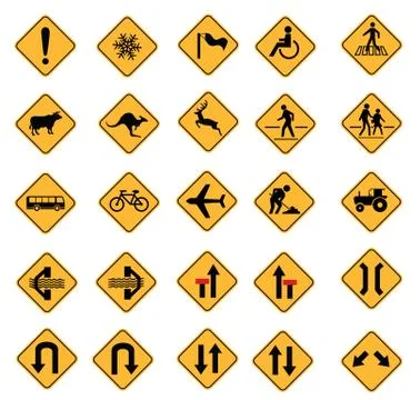 Warning road signs Stock Illustration