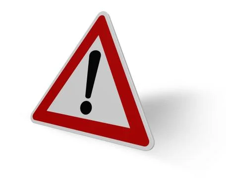 Warning roadsign on white background - 3d illustration Stock Illustration