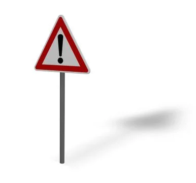 Warning roadsign on white background - 3d illustration Stock Illustration