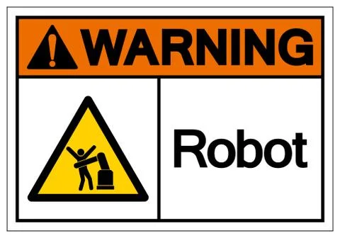 Warning Robot Symbol Sign, Vector Illustration, Isolate On White Background L Stock Illustration