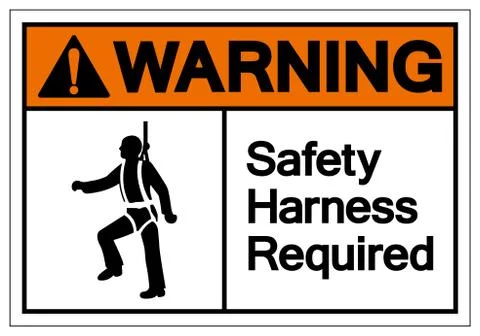 Warning Safety Harness Required Symbol Sign, Vector Illustration, Isolate On  Stock Illustration