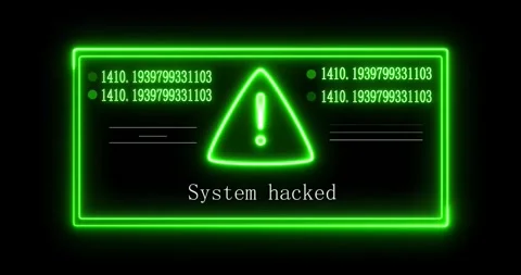 Warning security breach computer hacking warning system hacked Warning symbol on Stock Footage 337715802