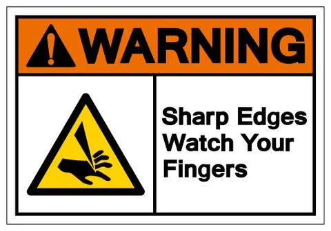 Warning Sharp Edges Watch Your Fingers Symbol Sign,Vector Illustration, Isola Stock Illustration