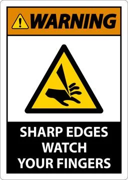 Warning Sharp Edges Watch Your Fingers On White Background Stock Illustration