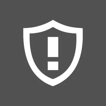 Warning shield icon on a dark background Stock Illustration