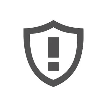 Warning shield icon on a white background Stock Illustration