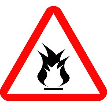 A warning sign about a fire. Vector image. Stock Illustration