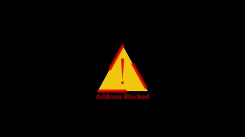Warning Sign Address Blocked Exclamation Mark Alert Notification Danger Sym.. Stock Footage 340123635