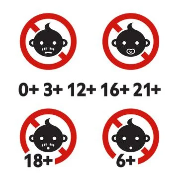 Warning sign age limit Stock Illustration