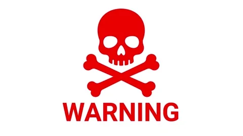 Warning sign animated flashing red skull danger caution symbol in 4k isolat.. Stock Footage 342540096