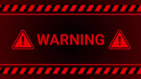 Warning sign animated glowing red caution border with flashing warning text.. Stock Footage 342086149