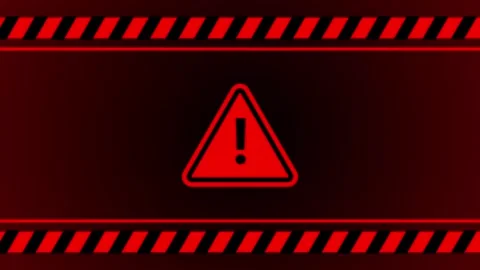Warning sign animated glowing red caution border with flashing triangle exc.. Stock Footage 342086151