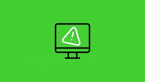Warning sign animated icon on bright green screen background Stock Footage 314786454