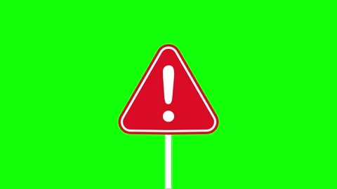 Warning Sign Animation on Green Screen, Danger Alert Symbol Attention Sign Stock Footage 312416540