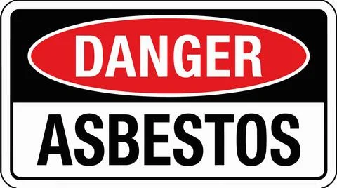Warning sign with asbestos danger. 库存插图