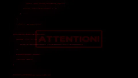 Warning Sign attention text on running code on black background.  Stock Footage 316157403