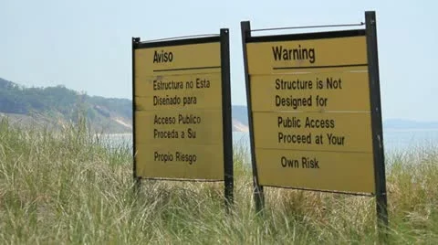 Warning Sign on the Beach Stock Footage 11071468