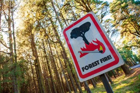 Warning sign for bushfire Stock Photos