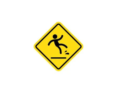 Warning sign with caution on wet floors. Vector on isolated white background. Stock Illustration