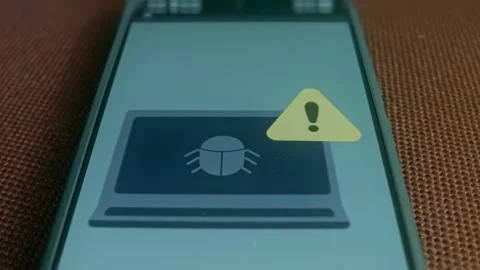 Warning sign of computer Bug risk detection, presentation Stock Footage 309688048