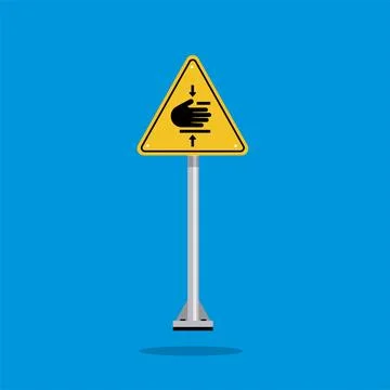 Warning sign of danger of being trapped objects on a yellow triangle board Stock Illustration