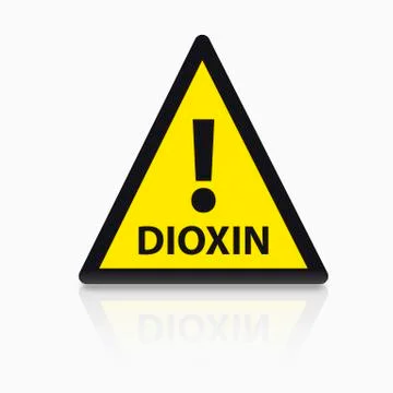 Warning sign Dioxin on white background, close-up Stock Illustration