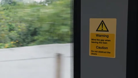 Warning Sign Displayed on Train Window E... | Stock Video | Pond5