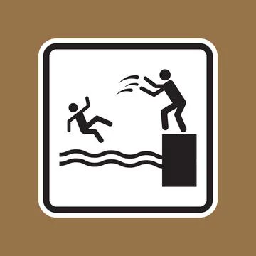Warning Sign for Diving and Jumping into Water with Swim Safety Message Stock Illustration