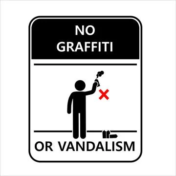 Warning sign do not vandalize or graffiti walls. Illustrazione stock