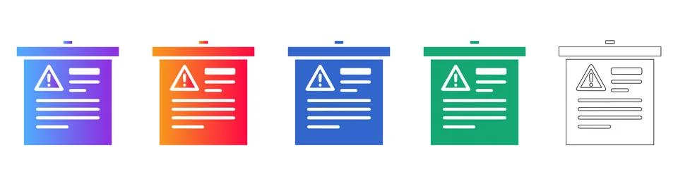 Warning Sign Document Vector Icon Set Stock Illustration