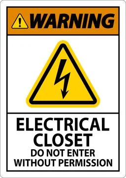 Warning Sign Electrical Closet - Do Not Enter Without Permission Stock Illustration