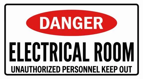 Warning sign for electrical room with danger text and unauthorized personne.. Stock Illustration