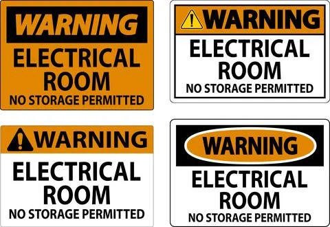 Warning Sign Electrical Room, No Storage Permitted Ilustración de archivo