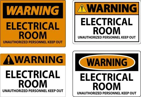 Warning Sign Electrical Room - Unauthorized Personnel Keep Out Ilustración de archivo