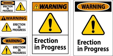 Warning Sign Erection In Progress. Stock Illustration