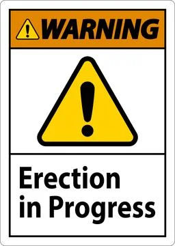 Warning Sign Erection In Progress. Stock Illustration