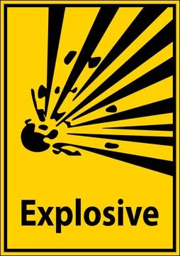 Warning Sign of Explosive Hazard with Black and Yellow Color Contrast Stock Illustration