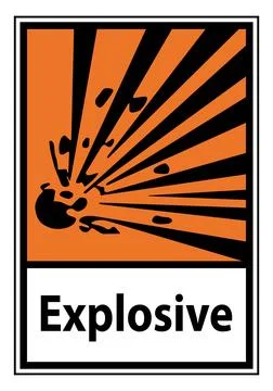 Warning Sign for Explosive Hazard with Graphic Representation of Explosion Stock Illustration