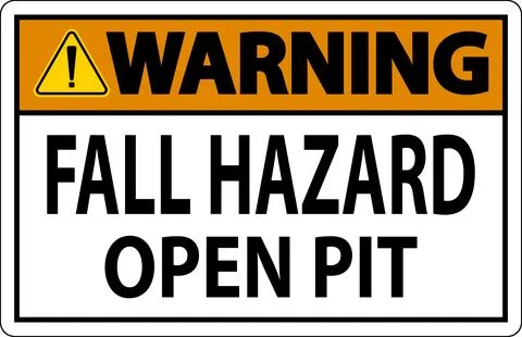 Warning Sign Fall Hazard - Open Pit Stock Illustration